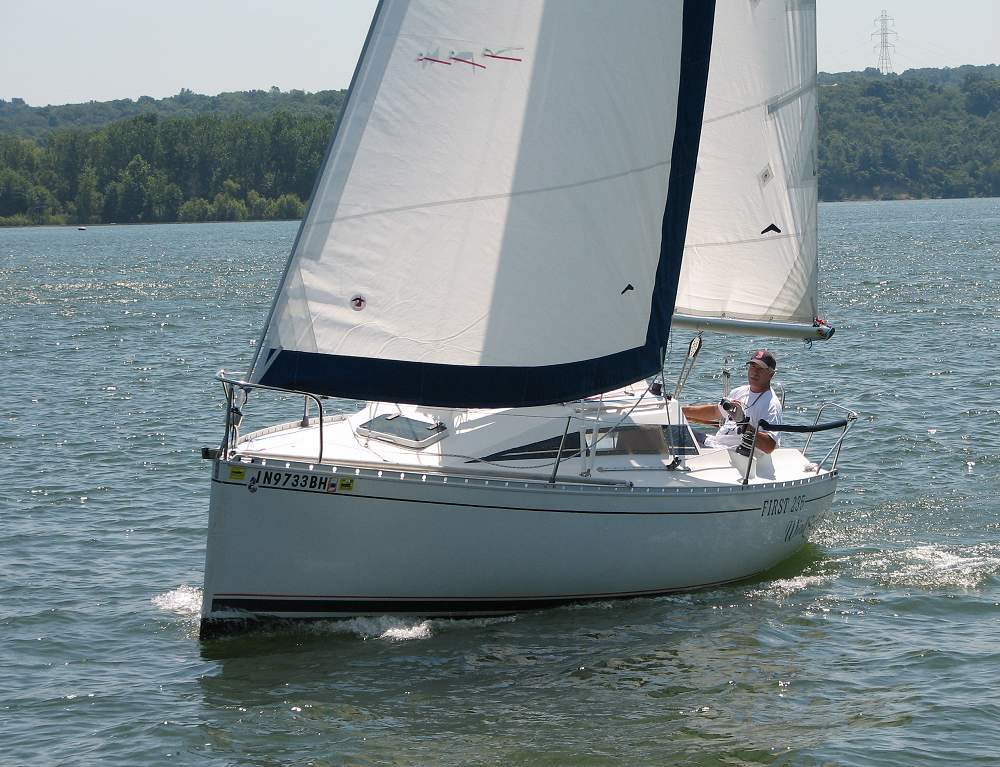 Pat Turner aboard Wind Seeker, Brookville Lake, IN